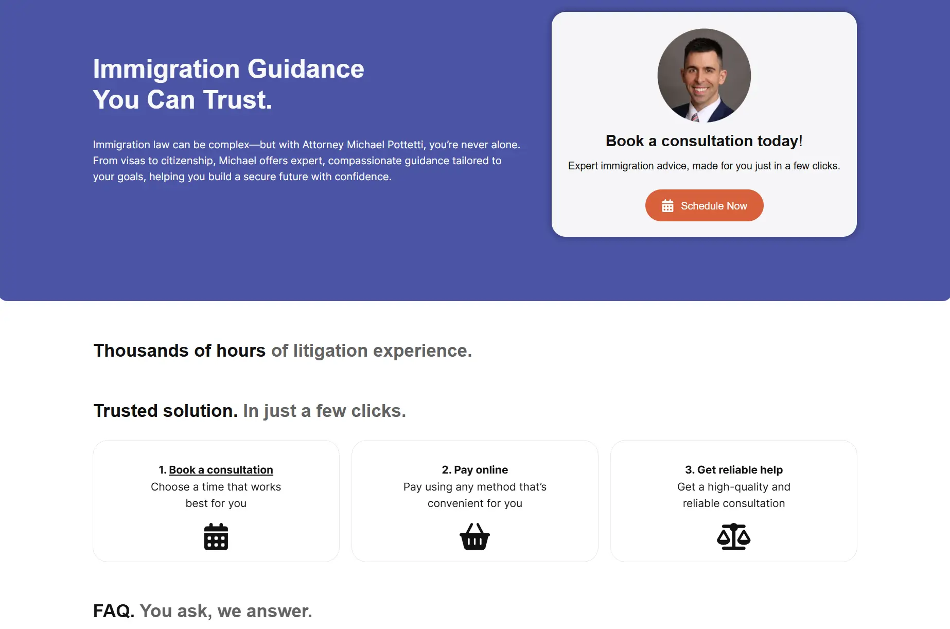 Immigration law firm website developed in New York